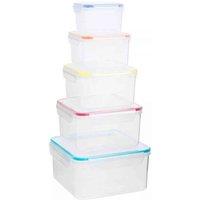 Interiors By Ph Herrela 5Pc Square Food Containers, Clear