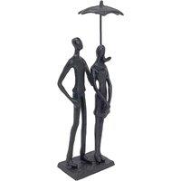 Europa Umbrella Couple Standing Elur Iron Figurine 25cm Mocha, Brown
