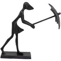 Europa Umbrella Girl In Wind Elur Iron Figurine 15cm Mocha, Brown