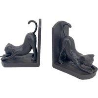 Europa Cat Elur Iron Book Ends 13cm Mocha, Brown