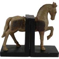 Europa Horse Bookends 24cm Carved, Brown
