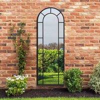MirrorOutlet Arcus - Black Framed Arched Leaner Outdoor Garden Wall Mirror 67'' x 24'' (170cm x 60cm), Black