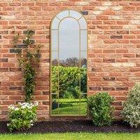 MirrorOutlet Arcus - Gold Framed Arched Leaner Outdoor Garden Wall Mirror 67'' x 24'' (170cm x 60cm), Gold