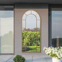 MirrorOutlet Arcus - Gold Framed Arched Leaner Outdoor Garden Wall Mirror 75'' x 33'' (190cm x 85cm)