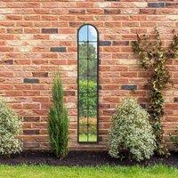 MirrorOutlet Arcus - Black Framed Arched Leaner Outdoor Garden Wall Mirror 67'' x 12'' (170cm x 30cm), Black