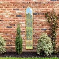 MirrorOutlet Arcus - Gold Framed Arched Leaner Outdoor Garden Wall Mirror 67'' x 12'' (170cm x 30cm), Gold