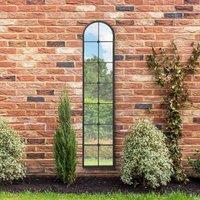 MirrorOutlet Arcus - Black Framed Arched Leaner Outdoor Garden Wall Mirror 75'' x 16'' (190cm x 40cm), Black
