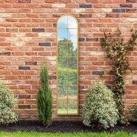 MirrorOutlet Arcus - Gold Framed Arched Leaner Outdoor Garden Wall Mirror 75'' x 16'' (190cm x 40cm), Gold