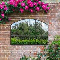 MirrorOutlet Arcus - Black Framed Arched Wall Outdoor Garden Mirror 43'' x 29'' (110cm x 75cm), Black