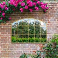 MirrorOutlet Arcus - Gold Framed Arched Wall Outdoor Garden Mirror 43'' x 29'' (110cm x 75cm), Gold