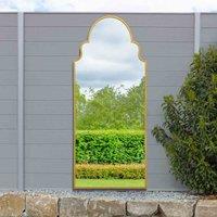 MirrorOutlet Arcus - Gold Framed Arched Leaner/Wall Outdoor Garden Mirror 79'' x 33'' (200 x 85cm), Gold