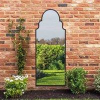 MirrorOutlet Arcus - Black Framed Arched Leaner/Wall Outdoor Garden Mirror 71'' x 28'' (180 x 70cm), Black