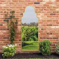 MirrorOutlet Arcus - Gold Framed Arched Leaner/Wall Outdoor Garden Mirror 71'' x 28'' (180 x 70cm), Gold