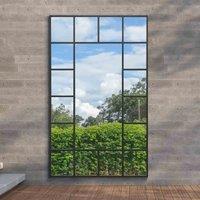 MirrorOutlet Genestra - Black Modern Wall & Leaner Outdoor Garden Mirror 71''x 43'' 180 x 110cm, Black