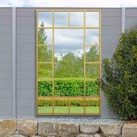MirrorOutlet Genestra - Gold Modern Wall & Leaner Outdoor Garden Mirror 71''x 43'' 180 x 110cm, Gold