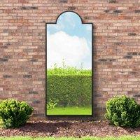 MirrorOutlet Genestra - Black Modern Wall & Leaner Outdoor Garden Mirror 75''x 33'' 190 x 85cm, Black