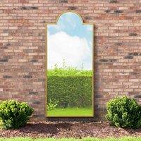 MirrorOutlet Genestra - Gold Contemporary Wall & Leaner Outdoor Garden Mirror 75''x 33'' 190 x 85cm, Gold