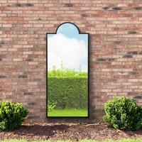 MirrorOutlet Genestra - Black Contemporary Wall & Leaner Outdoor Garden Mirror 67''x 29'' 170 x 75cm, Black