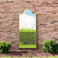 MirrorOutlet Genestra - Gold Contemporary Wall & Leaner Outdoor Garden Mirror 67''x 29'' 170 x 75cm, Gold