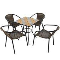 Summer Terrace TOBAGO SQUARE 60cm Set - 4 x SAN REMO Chair, Multi