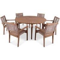 Royalcraft Roma 150cm Table with 6 stacking rope chairs