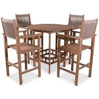 Royalcraft Roma Bar Set 100cm High Table with 4 rope Bar Armchairs, Brown