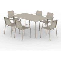Royalcraft PORTO 6 seater Rectangular dining set - 160x90cm Table Plus 6 Stacking chairs Champagne, Cream