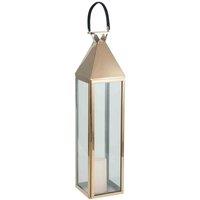 Pacific Shiny Copper Stainless Steel And Glass Large Lantern, Orange