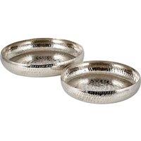 Pacific S 2 Silver Hammered Metal Bowls, Silver