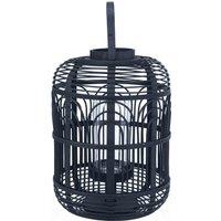 Pacific Black Bamboo And Glass Large Lantern, Black
