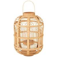 Pacific Natural Bamboo And Glass Lantern, Brown