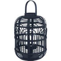 Pacific Black Bamboo And Glass Lantern, Black