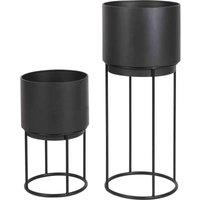 Pacific S 2 Graphite Metal Circular Planters, Black