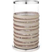 Pacific Clear Glass Large Hurricane With Grey Leather, Clear