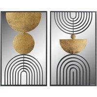 Pacific S 2 Art Deco Style Mirrored And Glass Wall Art, Multi