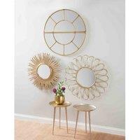 Pacific Black Metal 2 Half Moon Section Wall Mirror, Black