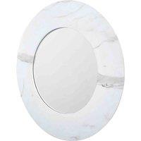 Pacific White Marble Veneer Round Wall Mirror, White