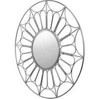 Pacific Silver Metal Cane Effect Frame Round Wall Mirror, Silver