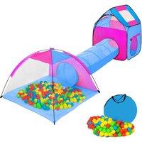 Tectake Large Play Tent w/ Tunnel plus 200 Balls For Kids, Blue
