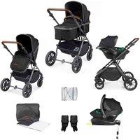 Ickle Bubba Cosmo 3 In 1 Travel System I-size & Isofix Base - Gunmetal Black Tan, Black