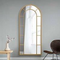 Mirroroutlet Arcus - Gold Framed Arched Full Length Leaner Wall Mirror 75inch X 33inch 190cm X 85cm , Gold