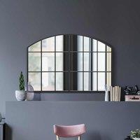 Mirroroutlet Arcus - Black Framed Arched Wall Over Mantle Mirror 43inch X 29inch 110cm X 75cm , Black