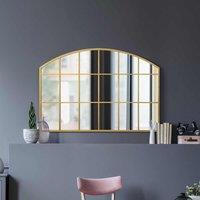 Mirroroutlet Arcus - Gold Framed Arched Wall Over Mantle Mirror 43inch X 29inch 110cm X 75cm , Gold