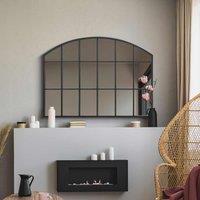 Mirroroutlet Arcus - Black Framed Arched Wall Over Mantle Mirror 35inch X 26inch 90cm X 65cm , Black