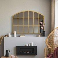 Mirroroutlet Arcus - Gold Framed Arched Wall Over Mantle Mirror 35inch X 26inch 90cm X 65cm , Gold