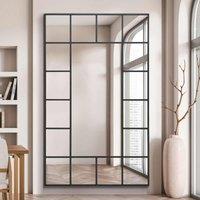 Mirroroutlet Fenestra - Black Modern Wall And Full Length Leaner Mirror 71inch X 43inch 180 X 110cm , Black