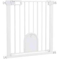 PawHut 75-82 cm Pet Safety Gate Pressure Fit Stair, White