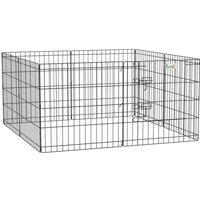 PawHut 24'' Pet Dog Playpen, Eight-Panel Metal Fence, Black