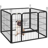 PawHut Metal Pet Playpen Dog Kennel with Door Latches, Grey