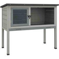 PawHut Large Elevated Wooden Rabbit Hutch, Grey